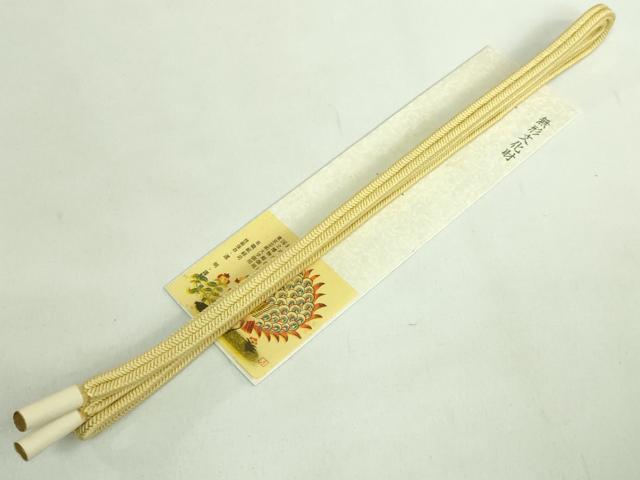 平和屋本店●極上 有職組紐道明 帯締め 冠組 淡黄色 宮内庁御用 国立博物館御用 東京芸術大学御用 逸品 未使用 DZAA11378kh5