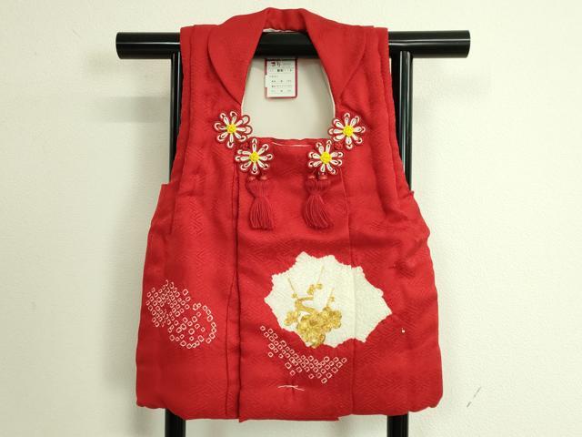 平和屋本店■極上　七五三　女の子　3歳　被布　草履　巾着　髪飾り　小物セット　駒刺繍　絞り　箱付き　逸品　未使用 DZAA11384kh5
