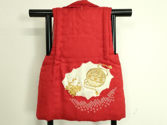 平和屋本店■極上　七五三　女の子　3歳　被布　草履　巾着　髪飾り　小物セット　駒刺繍　絞り　箱付き　逸品　未使用 DZAA11384kh5