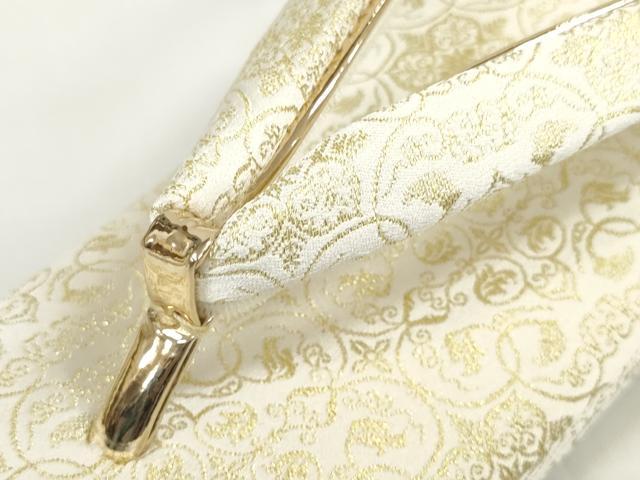 平和屋本店●極上 龍村美術織物 草履 和装小物 葡萄唐草紋錦 金糸 箱付き 逸品 未使用 DZAA11438kh5
