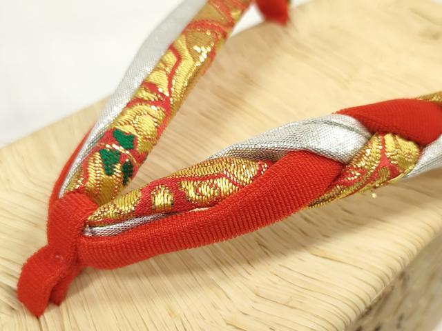 平和屋本店■和装小物　ぽっくり下駄　こっぽり・おこぼ下駄　畳表　金蒔絵　群れ鶴　逸品　未使用　DZAA11439kh5