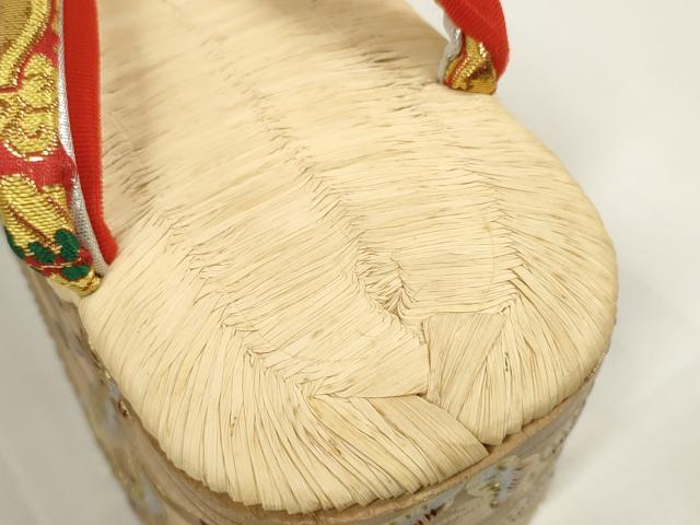 平和屋本店■和装小物　ぽっくり下駄　こっぽり・おこぼ下駄　畳表　金蒔絵　群れ鶴　逸品　未使用　DZAA11439kh5