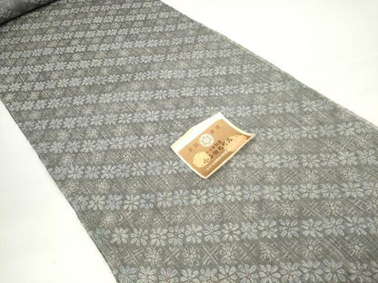 平和屋本店■極上　夏物　本場小千谷ちぢみ　反物　着尺　花尽くし　小千谷織物　証紙付き　麻　逸品　未使用　DZAA11465kh5