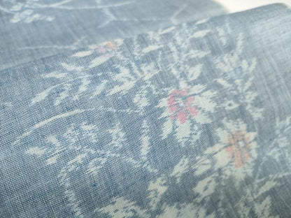 平和屋本店■極上　夏物　本場小千谷ちぢみ　反物　着尺　草花　小千谷織物　証紙付き　麻　逸品　未使用　DZAA11467kh5