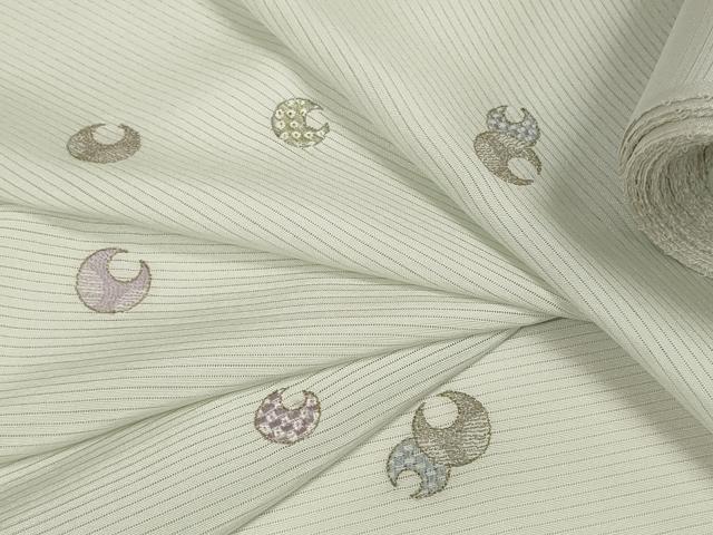 平和屋本店＊極上 夏物 小紋 反物 着尺 絽 総刺繍 月 ムーン 金糸 逸品 未使用 DZAA11468kh5