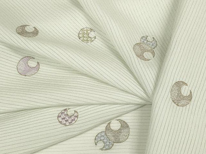 平和屋本店＊極上 夏物 小紋 反物 着尺 絽 総刺繍 月 ムーン 金糸 逸品 未使用 DZAA11468kh5