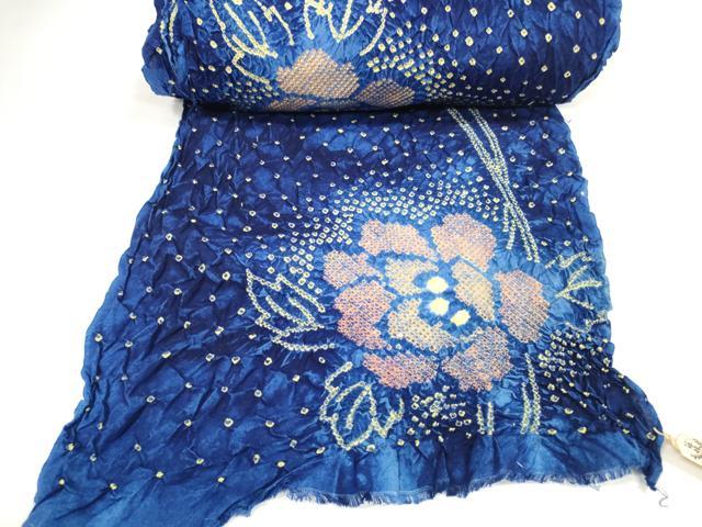 平和屋本店∴極上 夏物 名門 藤娘きぬたや 有松鳴海絞 浴衣 反物 着尺 湯のし前 花繋ぎ 綿 逸品 未使用 DZAA11471kh5