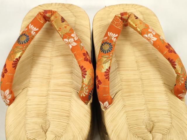 平和屋本店●和装小物 ぽっくり下駄 こっぽり・おこぼ下駄 畳表 金蒔絵 千羽鶴 白木 箱付き 逸品 DZAA11505kh5