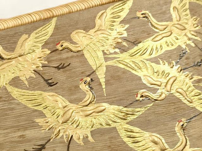 平和屋本店●和装小物 ぽっくり下駄 こっぽり・おこぼ下駄 畳表 金蒔絵 千羽鶴 白木 箱付き 逸品 DZAA11505kh5