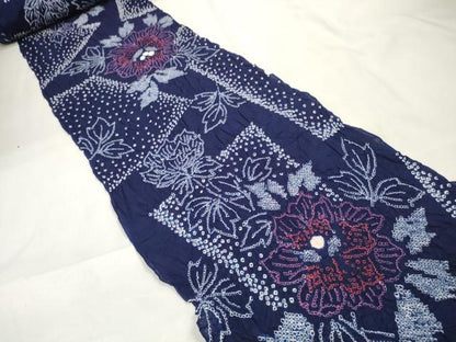平和屋本店∴極上 夏物 浴衣 有松鳴海絞り 反物 着尺 湯のし前 色紙花文 綿 逸品 未使用 DZAA11563kh6