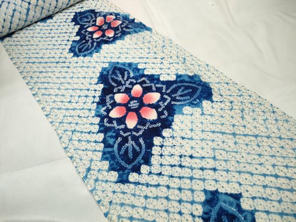 平和屋本店∴極上 夏物 浴衣 有松鳴海絞り 反物 着尺 花散らし 綿 逸品 未使用 DZAA11564kh6