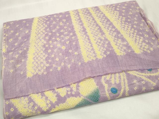 平和屋本店∴極上　夏物　浴衣　有松鳴海絞り　反物　着尺　舞蝶文　綿　逸品　未使用　DZAA11571kh6