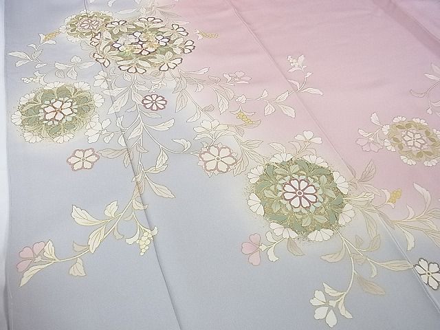 平和屋本店■極上　訪問着　駒刺繍　枝垂れ花　暈し染め　金彩　逸品　未使用　DZAA1157kh4 - 平和屋
