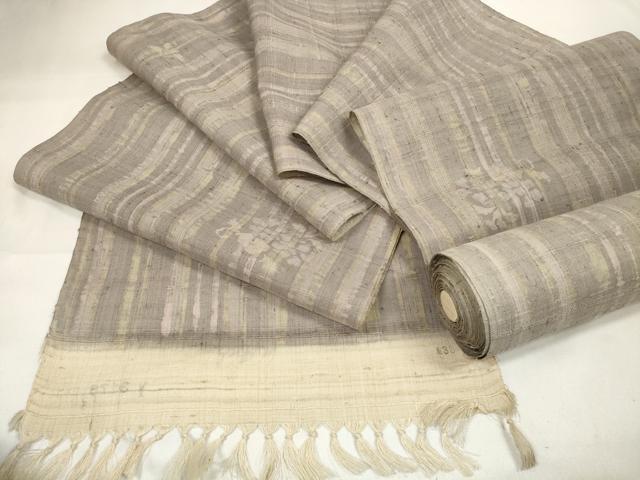 平和屋本店○極上 染織の名門 しょうざん 生紬 反物 着尺 花唐草 逸品