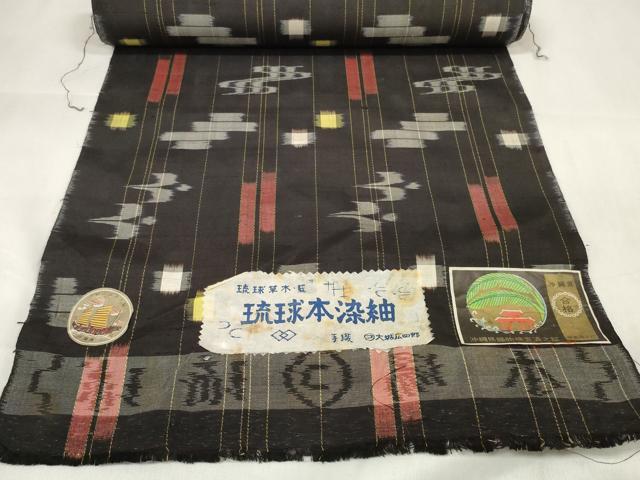 平和屋本店●極上　夏物　本場琉球絣　夏琉球　反物　着尺　手織　大城広四郎作　証紙付き　逸品　未使用　DZAA11670kh6