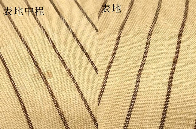 平和屋本店●極上　夏物　芭蕉布　手積み芭蕉糸100％　反物　縞　麻　逸品　未使用　DZAA11677kh6