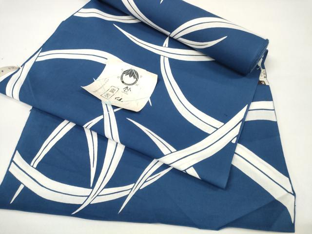 平和屋本店●極上 夏物 竺仙鑑製 浴衣 反物 着尺 草葉文 証紙付き 三越扱い 綿 逸品 未使用 DZAA11680kh6