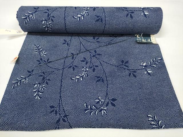 平和屋本店●極上 夏物 竺仙鑑製 浴衣 反物 着尺 枝葉文 証紙付き 三越扱い 綿 逸品 未使用 DZAA11681kh6