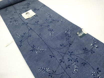 平和屋本店●極上 夏物 竺仙鑑製 浴衣 反物 着尺 枝葉文 証紙付き 三越扱い 綿 逸品 未使用 DZAA11681kh6