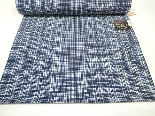 平和屋本店●極上 夏物 竺仙鑑製 浴衣 反物 着尺 格子 証紙付き 高島屋扱い 綿 逸品 未使用 DZAA11682kh6