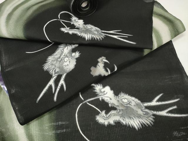 平和屋本店●極上 男性 夏物 浴衣 反物 着尺 龍 キングサイズ 綿 逸品 未使用 DZAA11685kh6