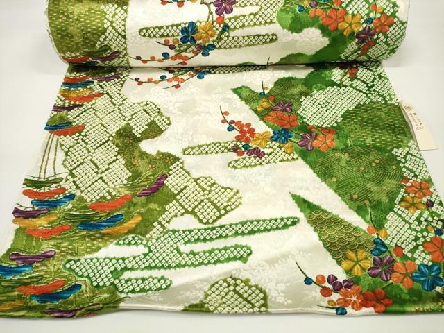 平和屋本店●極上　創業460年・千總　小紋　反物　着尺　霞花松文　金彩　三越扱い　タグ付き　逸品　未使用　DZAA11686kh6