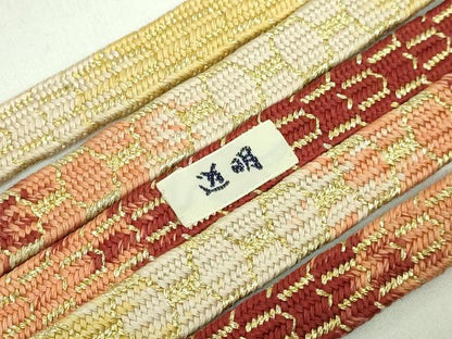 平和屋本店●極上　有職組紐道明　帯締め　亀甲組　金糸　宮内庁御用　国立博物館御用　東京芸術大学御用　逸品　DZAA11700kh6