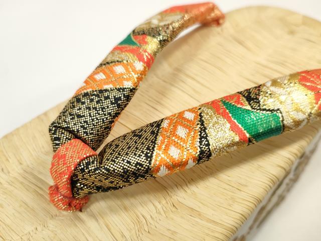平和屋着物●極上　和装小物　ぽっくり下駄　こっぽり・おこぼ下駄　畳表　金蒔絵　群れ鶴松文　21.0cm　逸品　未使用　DZAA11711kh6