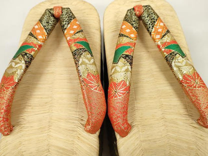 平和屋着物●極上　和装小物　ぽっくり下駄　こっぽり・おこぼ下駄　畳表　金蒔絵　群れ鶴松文　21.0cm　逸品　未使用　DZAA11711kh6