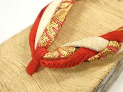 平和屋着物●極上　和装小物　ぽっくり下駄　こっぽり・おこぼ下駄　畳表　金蒔絵　千羽鶴　箱付き　20.0cm　逸品　DZAA11712kh6