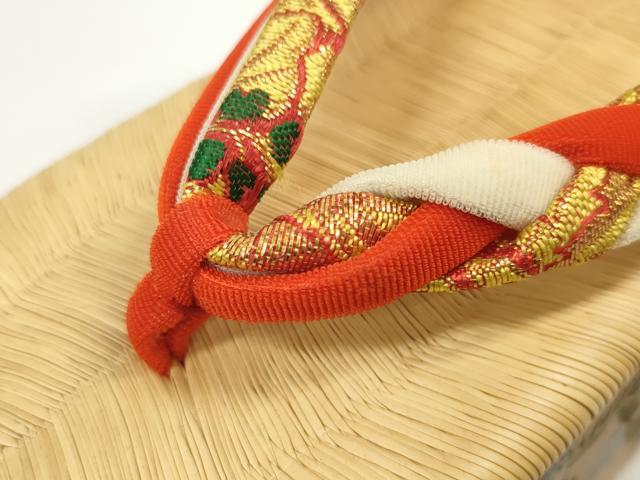 平和屋着物●極上　和装小物　ぽっくり下駄　こっぽり・おこぼ下駄　畳表　金蒔絵　千羽鶴　白木台　箱付き　19.5cm　逸品　DZAA11713kh6