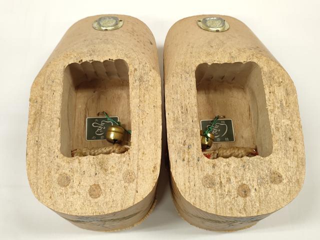 平和屋着物●極上　和装小物　ぽっくり下駄　こっぽり・おこぼ下駄　畳表　金蒔絵　千羽鶴　白木台　箱付き　19.5cm　逸品　DZAA11713kh6
