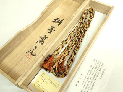 平和屋着物●極上　桝屋高尾　和装小物　帯締め　唐組　彩ねん金帯締め　証紙・共箱付き　逸品　DZAA11739kh6