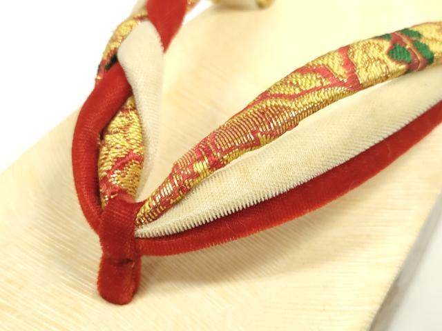 平和屋着物●極上　和装小物　ぽっくり下駄　こっぽり・おこぼ下駄　畳風　金蒔絵　群れ鶴松文　箱付き　19.5cm　逸品　DZAA11740kh6