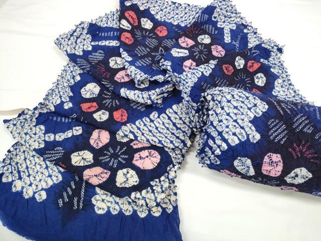 平和屋着物∴極上 夏物 浴衣 有松鳴海絞り 反物 着尺 湯のし前 花繋ぎ 綿 逸品 未使用 DZAA11748kh6