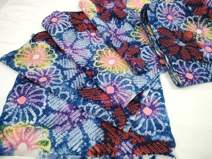 平和屋着物●極上　夏物　浴衣　有松鳴海絞り　反物　着尺　花尽くし　綿　逸品　未使用　DZAA11750kh6