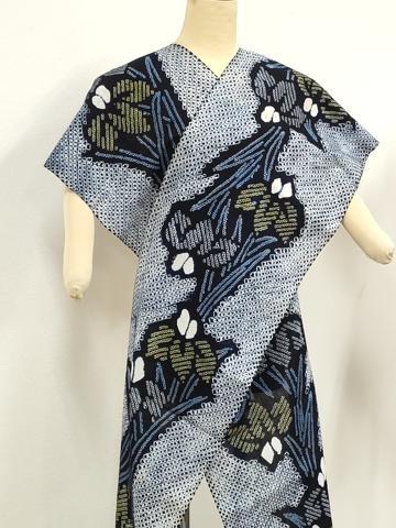 平和屋着物∴極上 夏物 浴衣 有松鳴海絞り 反物 着尺 菖蒲 アヤメ 綿 逸品 未使用 DZAA11751kh6