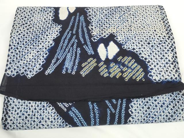 平和屋着物∴極上 夏物 浴衣 有松鳴海絞り 反物 着尺 菖蒲 アヤメ 綿 逸品 未使用 DZAA11751kh6
