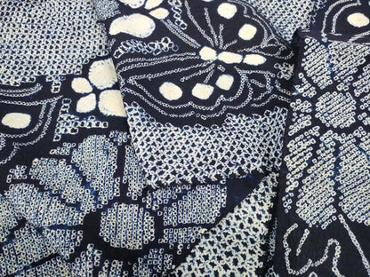 平和屋着物∴極上 夏物 浴衣 有松鳴海絞り 反物 着尺 花蝶文 綿 逸品 未使用 DZAA11753kh6