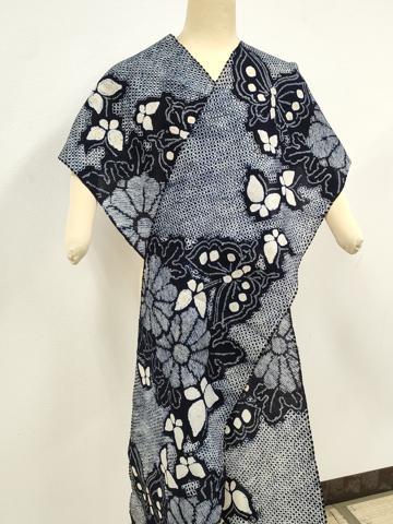 平和屋着物∴極上 夏物 浴衣 有松鳴海絞り 反物 着尺 花蝶文 綿 逸品 未使用 DZAA11753kh6