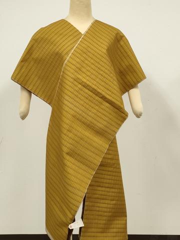 平和屋本店●極上　本場黄八丈　綾織　紬　反物　着尺　格子　逸品　未使用　DZAA11760kh6