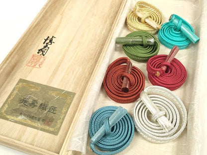 平和屋本店●極上　国際的伝統工芸作家　十二代・藤林徳扇　苑寿　帯締め12本/7本　共箱付き　逸品　DZAA11770kh6