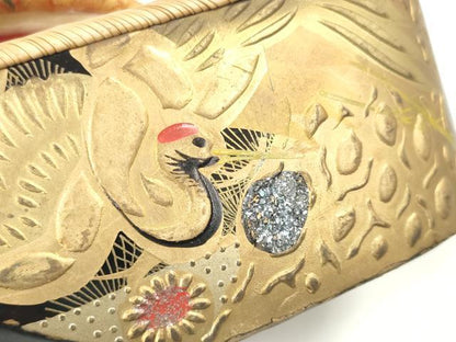 平和屋着物●極上　和装小物　ぽっくり下駄　こっぽり・おこぼ下駄　畳表　金蒔絵　鶴　16.5cm　逸品　DZAA11771kh6