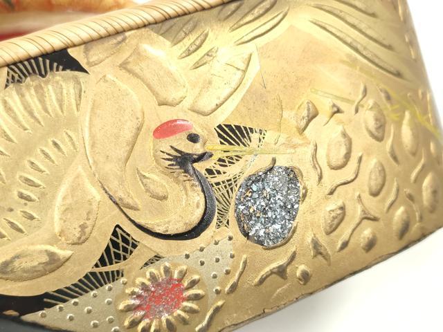 平和屋着物●極上　和装小物　ぽっくり下駄　こっぽり・おこぼ下駄　畳表　金蒔絵　鶴　16.5cm　逸品　DZAA11771kh6