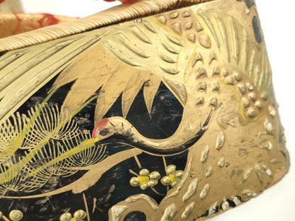 平和屋着物●極上　和装小物　ぽっくり下駄　こっぽり・おこぼ下駄　畳表　金蒔絵　鶴梅松文　20cm　逸品　DZAA11772kh6