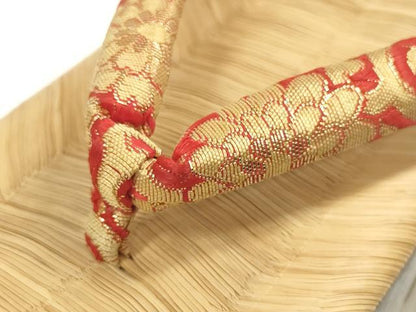 平和屋着物●極上　和装小物　ぽっくり下駄　こっぽり・おこぼ下駄　畳表　金蒔絵　鶴梅松文　20cm　逸品　DZAA11772kh6