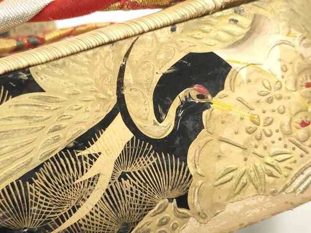 平和屋着物●極上　和装小物　ぽっくり下駄　こっぽり・おこぼ下駄　畳表　金蒔絵　鶴松竹梅文　19.5cm　逸品　DZAA11773kh6
