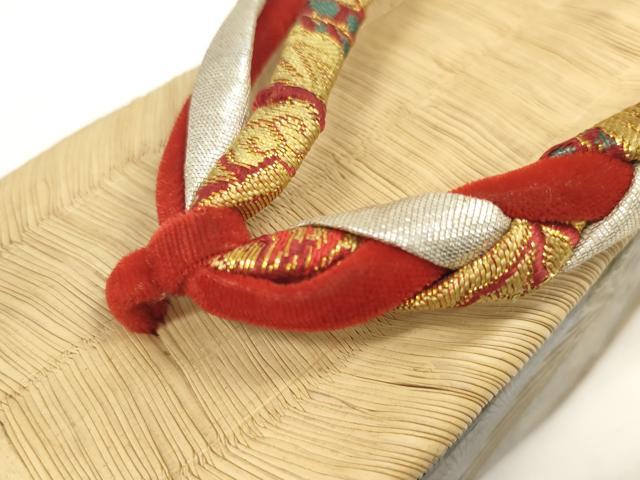 平和屋着物●極上　和装小物　ぽっくり下駄　こっぽり・おこぼ下駄　畳表　金蒔絵　鶴松竹梅文　19.5cm　逸品　DZAA11773kh6