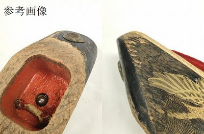 平和屋着物●極上　和装小物　ぽっくり下駄　こっぽり・おこぼ下駄　畳表　金蒔絵　鶴松竹梅文　19.5cm　逸品　DZAA11773kh6