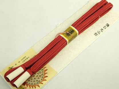 平和屋着物●極上　有職組紐道明　帯締め　冠組　緋色　宮内庁御用　国立博物館御用　東京芸術大学御用　逸品　未使用　DZAA11826kh6
